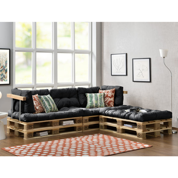 Set di Cuscini per Mobili in Pallet / Bancale EPAL Composti di 3 Cuscini di Seduta e 5 Cuscini Schienali - Impermeabili, Trapuntati, Imbottiti - Vari Colori