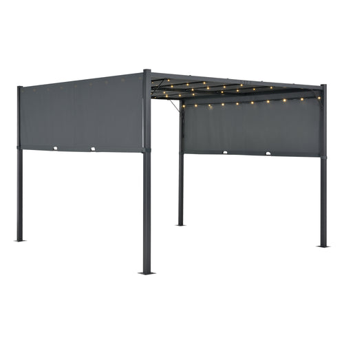 Pergola Fortaleza LED Solaire Acier Polyester différentes tailles et couleurs [en.casa]