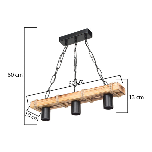 Suspension Hemel en métal bois corde de jute hauteur E27 [lux.pro]