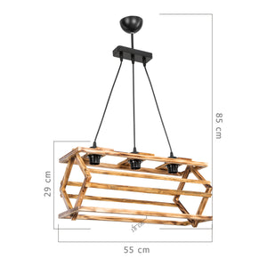 Suspension Kettering bois massif E27 noir / naturel [lux.pro]