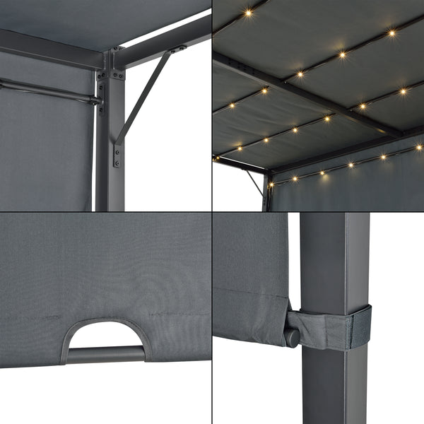 Pergola Fortaleza LED Solaire Acier Polyester différentes tailles et couleurs [en.casa]