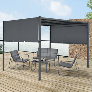 Pergola Fortaleza LED Solaire Acier Polyester différentes tailles et couleurs [en.casa]