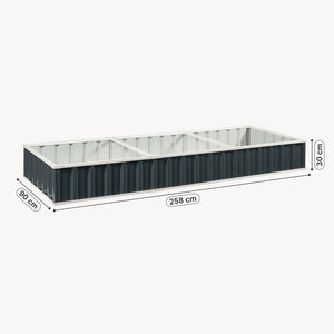 Hochbeet Albrandswaard 258x90x30 cm Anthrazit [en.casa]