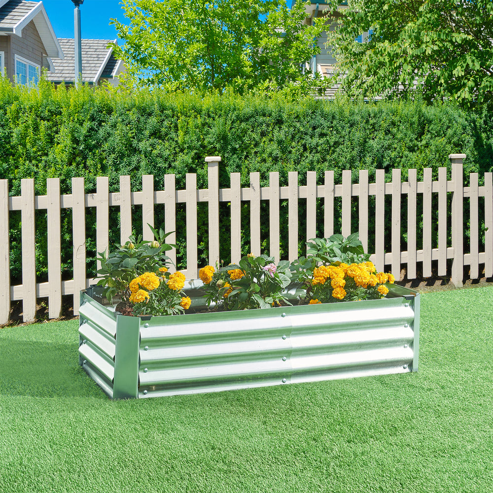 Pflanzbeet Celano Stahl Silber [en.casa]