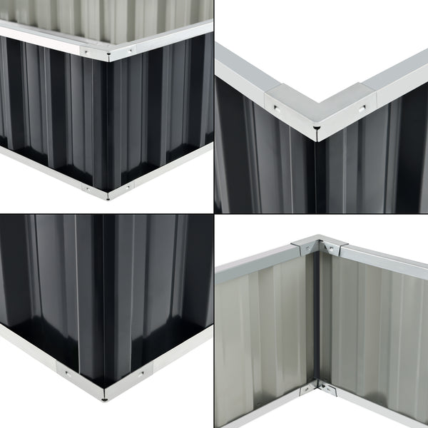 Aiuola Rialzata Zevenaar Bordatura Rettangolare in Acciaio Zincato - Antracite [en.casa] 