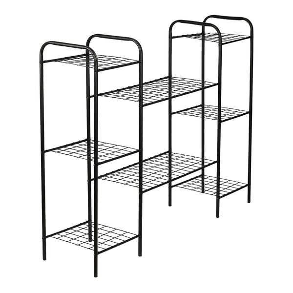 Scaffale Portapiante 'Alkmaar' Mobile Espositore in Metallo Nero con Ripiani Reticolati Portafiori Portavasi - Vari Misure [en.casa] 