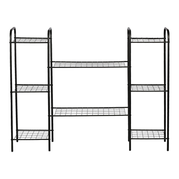 Scaffale Portapiante 'Alkmaar' Mobile Espositore in Metallo Nero con Ripiani Reticolati Portafiori Portavasi - Vari Misure [en.casa] 