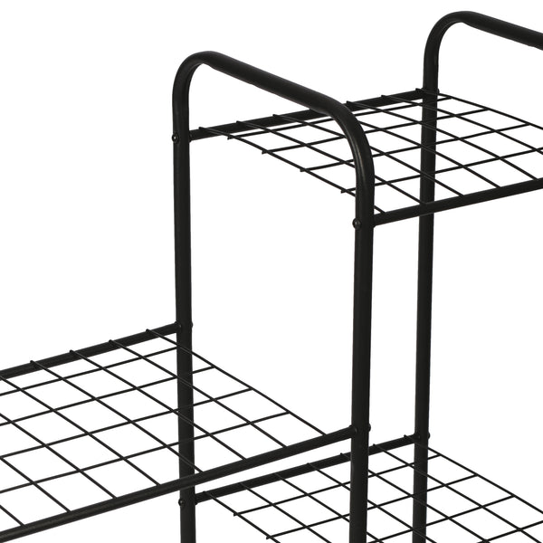 Scaffale Portapiante 'Alkmaar' Mobile Espositore in Metallo Nero con Ripiani Reticolati Portafiori Portavasi - Vari Misure [en.casa] 