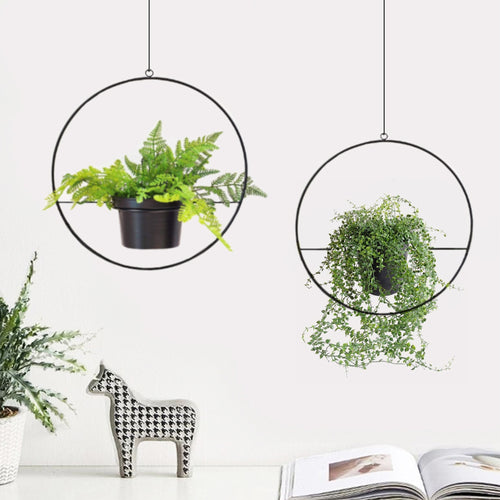 Set di 2 portavasi sospesi Opsterland nero [en.casa] - premiumXL