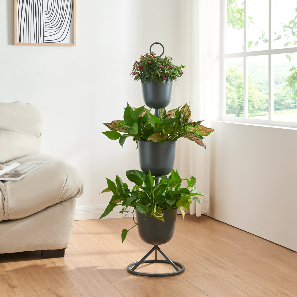Portafiori Alphen con vasi da fiori in metallo [en.casa] - premiumXL