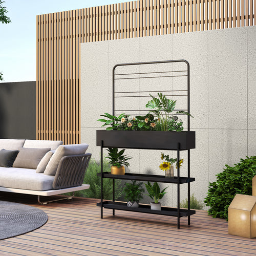 Support de plantes d'extérieur Aalsmeer métal 154x96x24 cm noir [casa.pro] - premiumXL