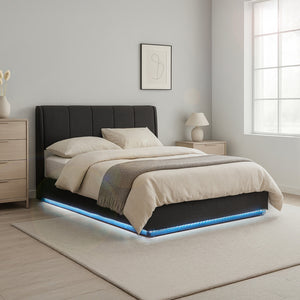 Letto Contenitore Tröstiar con Apertura a Ribalta e Luce LED [en.casa]