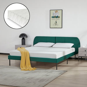 Lit capitonné Porvoo avec matelas à mousse froid [en.casa]