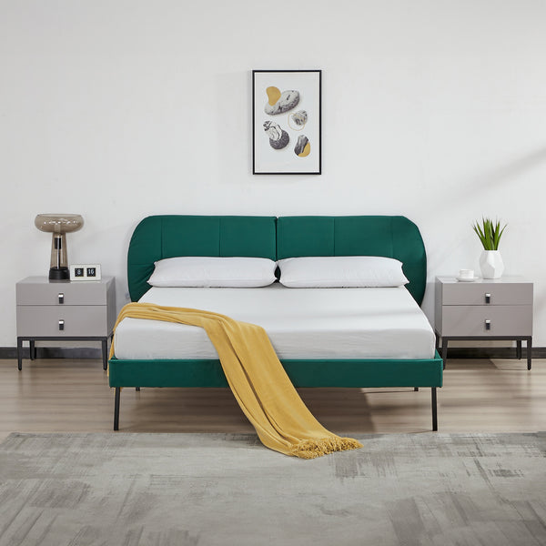 Lit capitonné Porvoo avec matelas à mousse froid [en.casa]