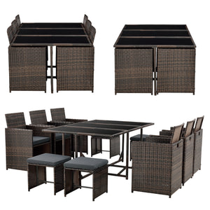 Polyrattan Sitzgruppe Laredo XL versch. Farben [en.casa]