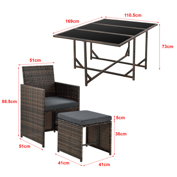 Polyrattan Sitzgruppe Laredo XL versch. Farben [en.casa]