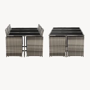 Salon de Jardin Laredo Acier Polyrotin Polyester couleurs différentes [en.casa]