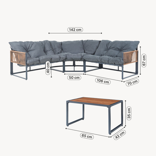 Set Salottino per Esterno Karg Divano Modulare a 3 pezzi e Tavolino casa.pro 