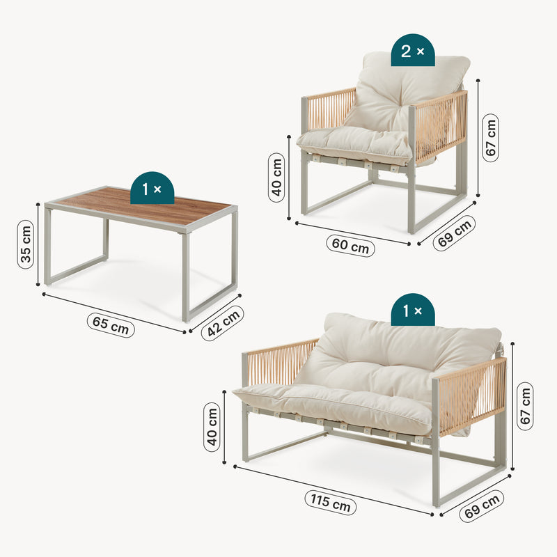 Maßskizze Loungeset Karg 4-tlg. [casa.pro]