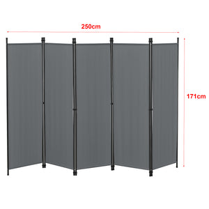 Paravento/Separè per Interni/Balcone, 171 x 250 cm (AxL) Divisorio a 5 Pannelli per Camera da Letto/Studio Medico - Struttura Pieghevole - Vari Colori