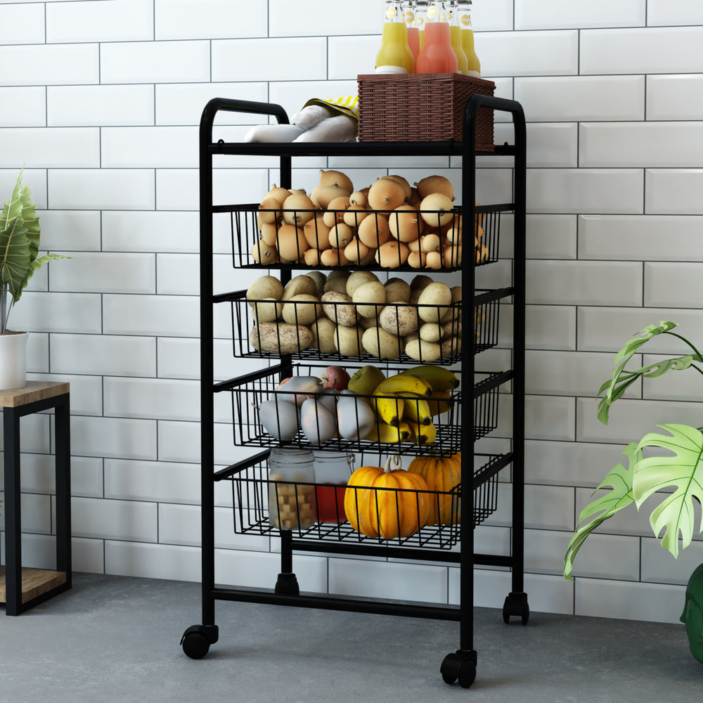 Chariot de cuisine Rudbjerg métal noir [en.casa] - premiumXL