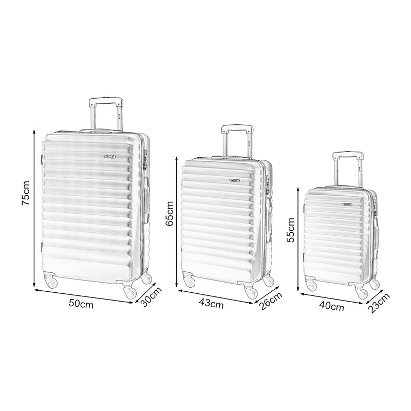 Schizzo in scala Set Trolley Pona di 3 Valigie Rigide in Misure S/M/L - pro.tec