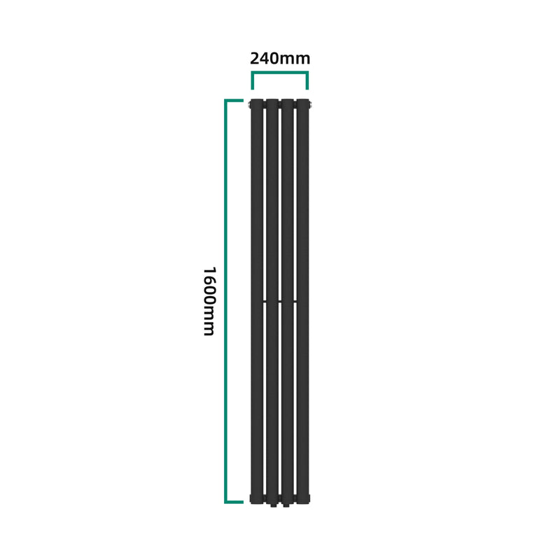 Croquis coté Radiateur à panneau plat Nore 438 W acier 160 x 24 cm noir [neu.haus]