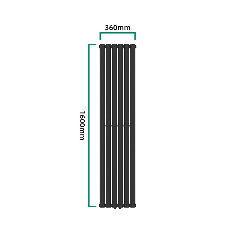 Croquis coté Radiateur à panneaux double Nore 1198 W acier 160 x 36 cm noir [neu.haus]