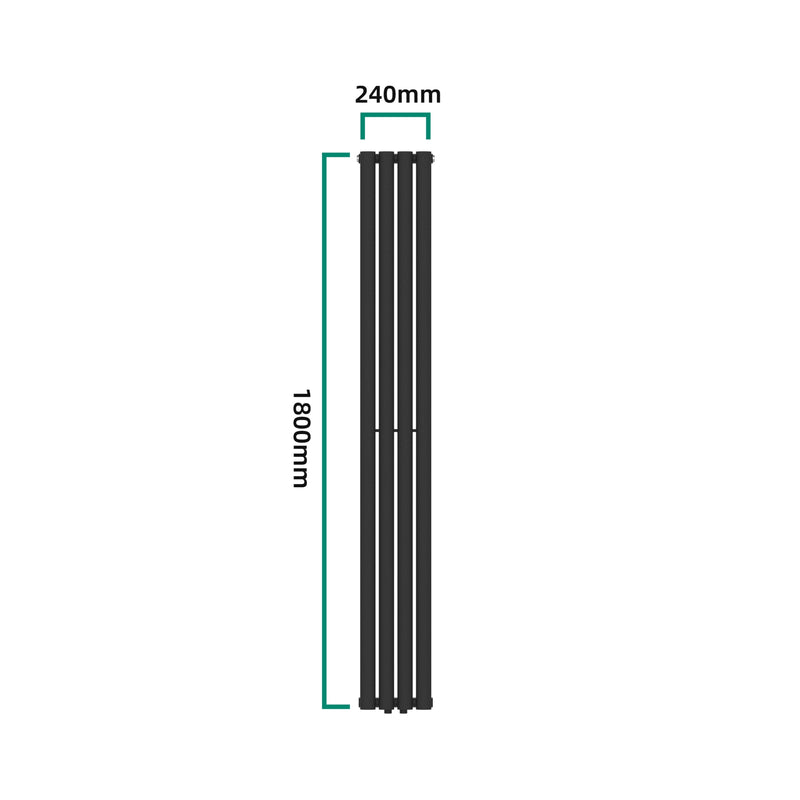 Croquis coté Radiateur à panneau plat Nore 484 W acier 180 x 24 cm noir [neu.haus]