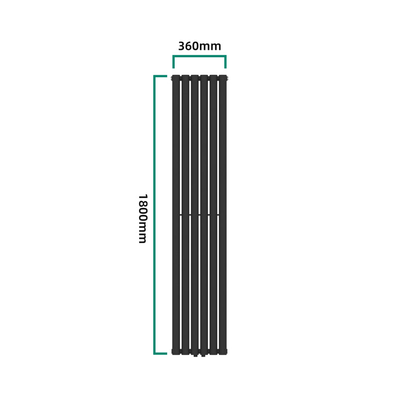 Croquis coté Radiateur à panneau plat Nore 707 W acier 180 x 36 cm noir [neu.haus]