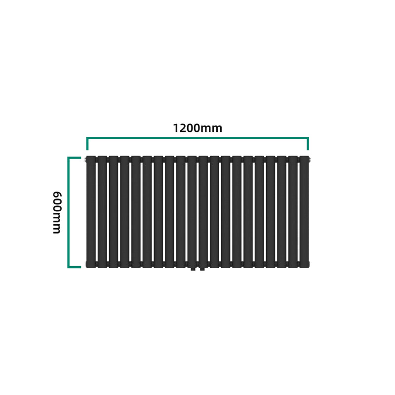 Croquis coté Radiateur à panneau plat Nore 857 W acier 60 x 120 cm noir [neu.haus]