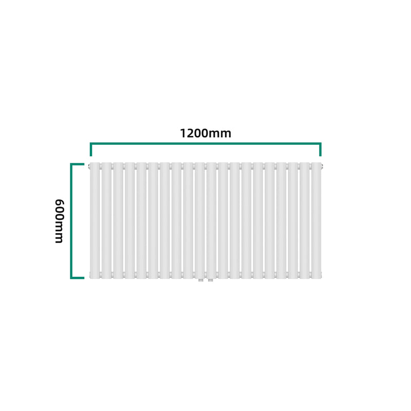 Croquis coté Radiateur à panneau plat Nore 857 W acier 60 x 120 cm blanc [neu.haus]