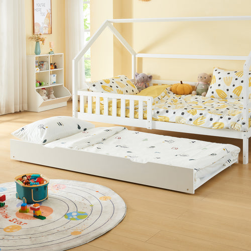 Lit gigogne Ydre 197x94x22 cm blanc [en.casa] - premiumXL