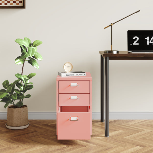 Cassettiera Kökar in Acciaio Mobile Archivio con 3 Cassetti e Rotelle - Vari Colori [en.casa]