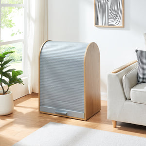 Armoire basse à rideau Kavlinge bambou 80 x 60 x 40 cm gris naturel [en.casa] 