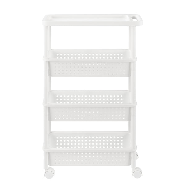 Carrello Portaoggetti con Ripiani e Ruote - Bianco [en.casa]