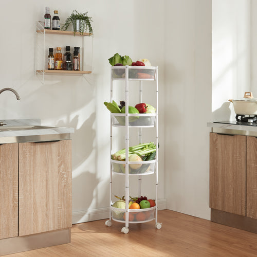 Chariot Sørreisa à 4 niveaux 123xØ37,5cm Blanc [en.casa] - premiumXL