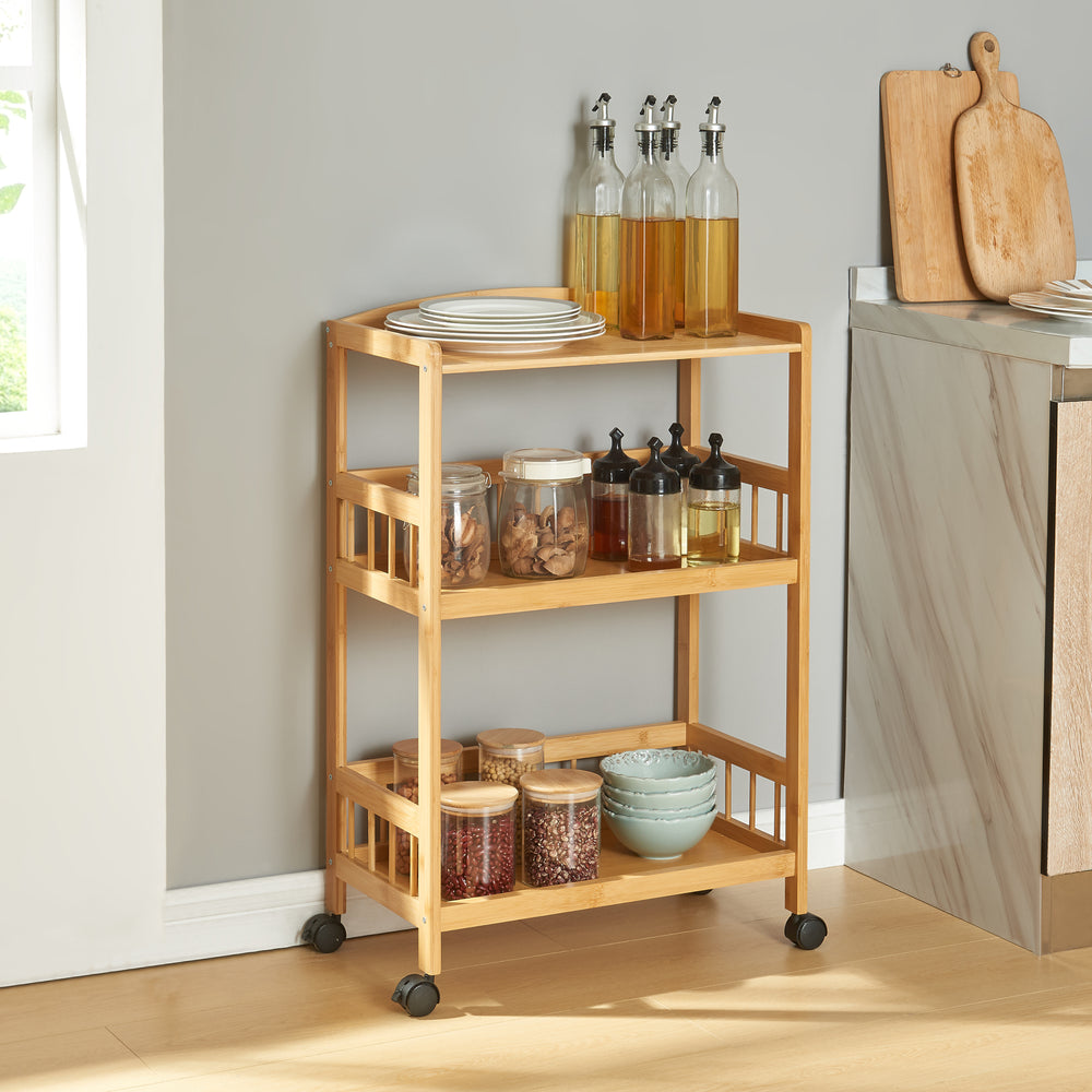 Carrello da portata Huddinge 80x53x30 cm bambù [en.casa] - premiumXL