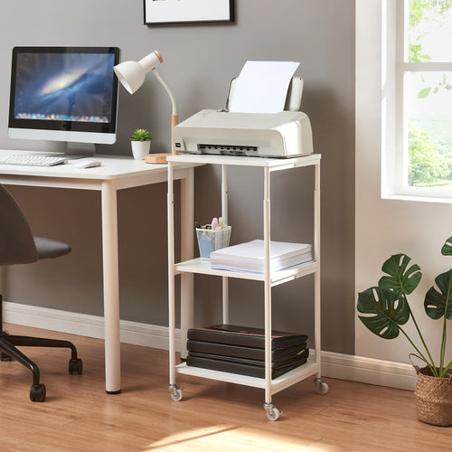 Table d’imprimante à roulettes Janertu 82x39x35 cm blanc [en.casa] - premiumXL