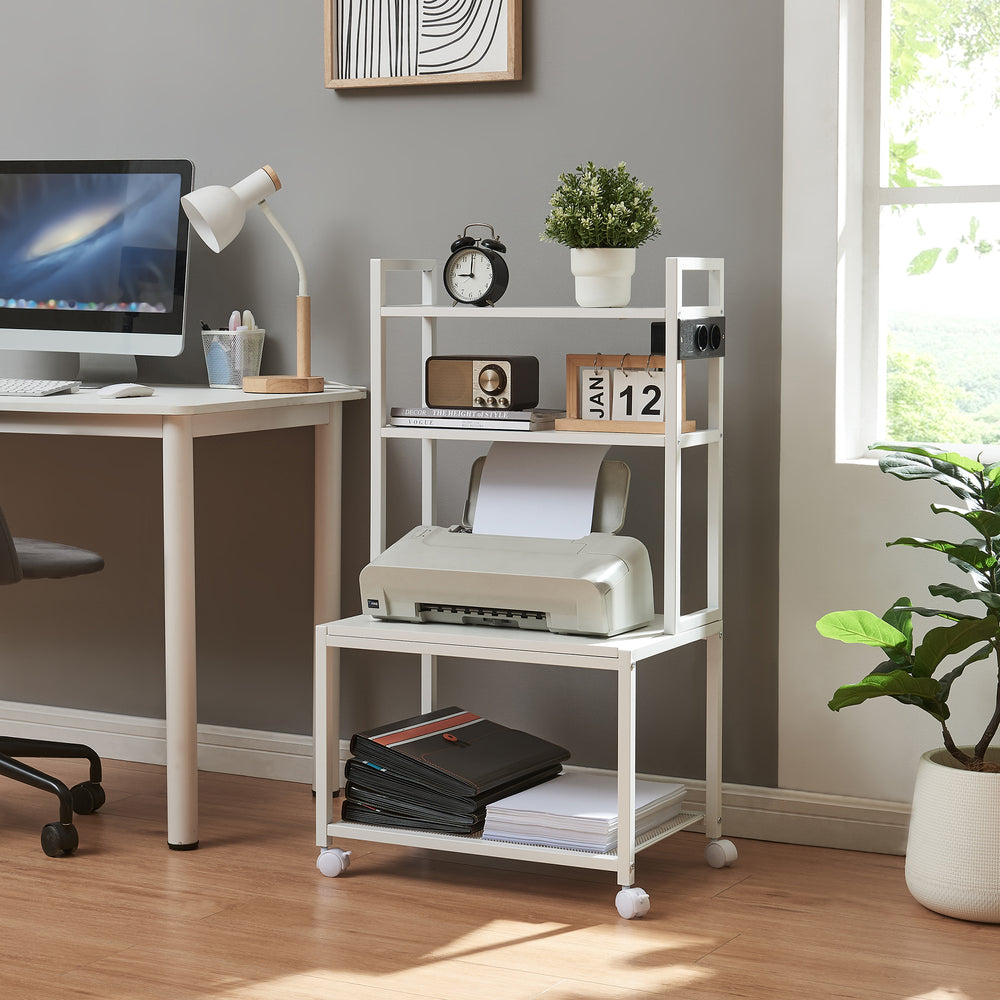 Tavolo per stampante con rotelle Svanaldsvipp 100x55x38 cm Bianco [en.casa] - premiumXL