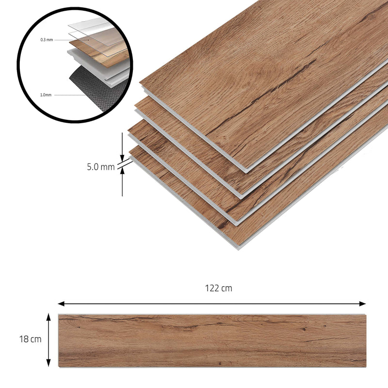 Croquis coté Lot de planches vinyle SPC Okapirg 5 mm NEU.HOLZ