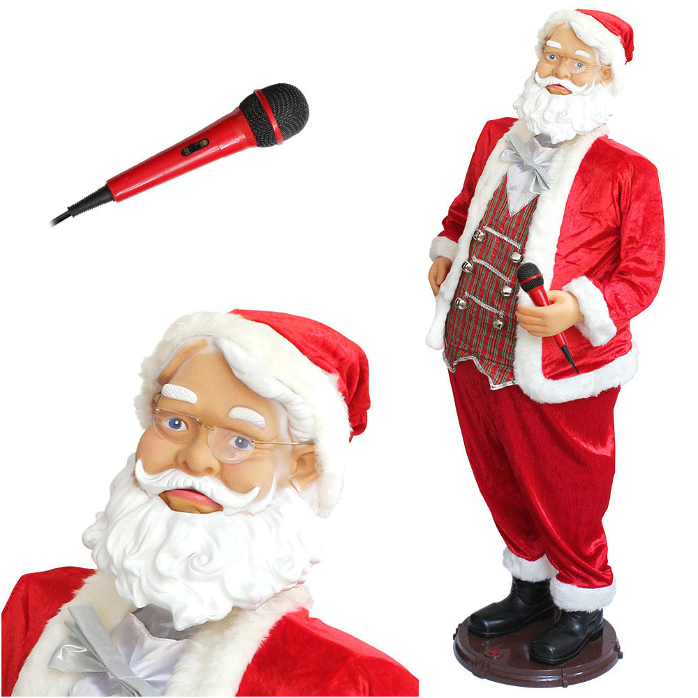 [lux.pro] Babbo Natale Karaoke che Canta e Balla - in Varie Altezze - Incluso Microfono e Alimentatore
