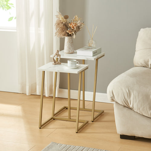 Lot de 2 tables basses gigognes Salem acier panneau de particules [en.casa]