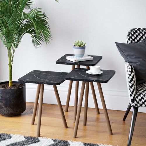 Table d’appoint Hobro en lot de 3 pièces carrées 49x34x34 cm [en.casa] - premiumXL