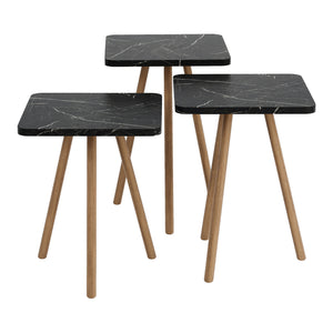 Set de 3 tables d'appoint Hobro carrées trépied [en.casa]