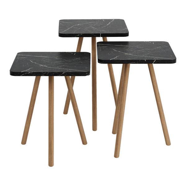 Set de 3 tables d'appoint Hobro carrées trépied [en.casa]