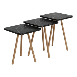 Set de 3 tables d'appoint Hobro carrées trépied [en.casa]