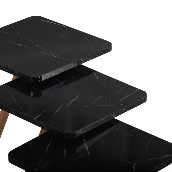 Set de 3 tables d'appoint Hobro carrées trépied [en.casa]