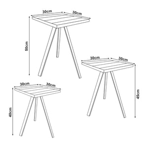 Lot de 3 tables basses gigognes Masku bois de pin 40 - 50 x 30 x 30 cm [en.casa]