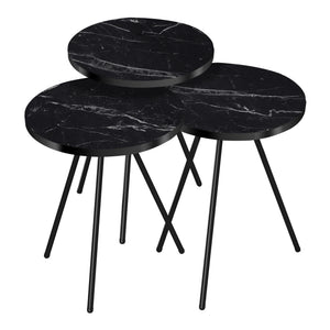 Set 'Ølgod' di 3 Tavolini Bassi da Salotto in Altezze Diverse 3 Tavolini in Stile Treppiede con Piani Rotondi - Vari Colori [en.casa]